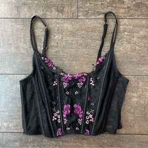 VS embroidered bustier / corset in black